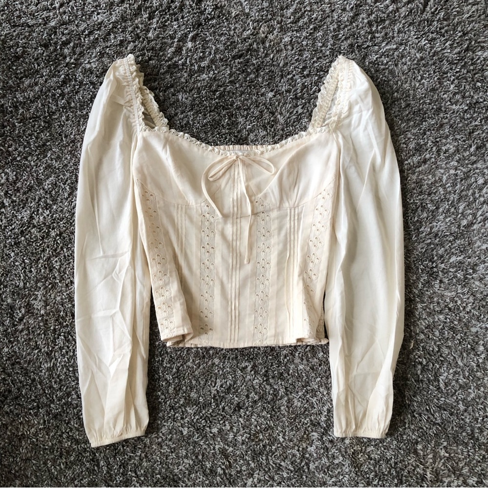 NWT Reformation Isadora Cotton Top - Cream - Picture 5 of 11